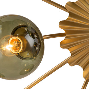 Art Deco Bloom Olive Green Glass Bubble Semi Flush Chandelier