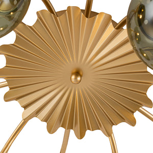 Art Deco Bloom Olive Green Glass Bubble Semi Flush Chandelier