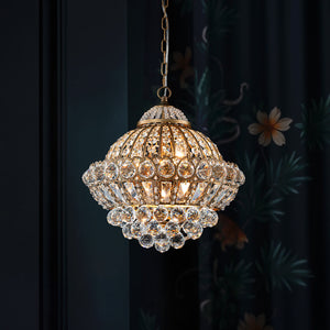Victorian Antique Gold Bronze Crystal Empire Globe Chandelier