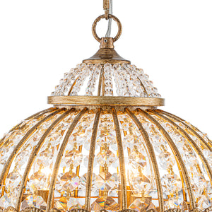 Victorian Antique Gold Bronze Crystal Empire Globe Chandelier