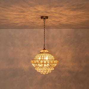 Victorian Antique Gold Bronze Crystal Empire Globe Chandelier