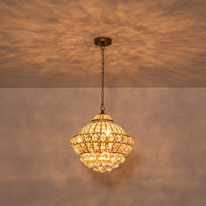 Victorian Antique Gold Bronze Crystal Empire Globe Chandelier