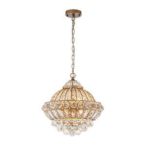 Victorian Antique Gold Bronze Crystal Empire Globe Chandelier