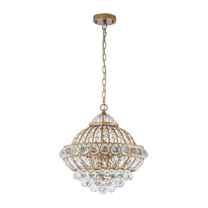 Victorian Antique Gold Bronze Crystal Empire Globe Chandelier