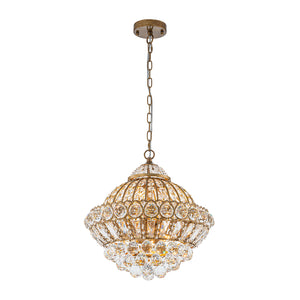Victorian Antique Gold Bronze Crystal Empire Globe Chandelier