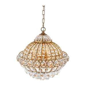 Victorian Antique Gold Bronze Crystal Empire Globe Chandelier