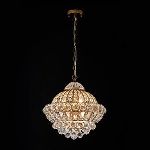 Victorian Antique Gold Bronze Crystal Empire Globe Chandelier