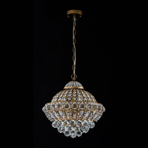 Victorian Antique Gold Bronze Crystal Empire Globe Chandelier
