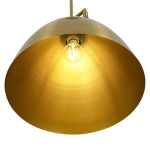 Vintage 1-Light Aged Brass Metal Bell Dome Pendant