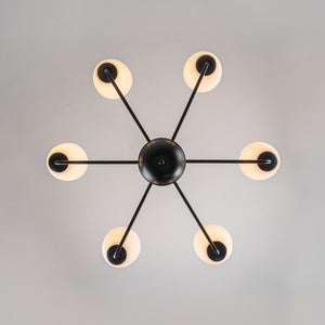 Vintage 6-Light Frosted Glass Shade Round Candle Style Chandelier