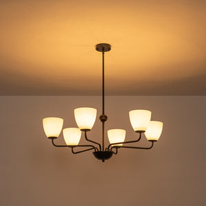 Vintage 6-Light Frosted Glass Shade Round Candle Style Chandelier