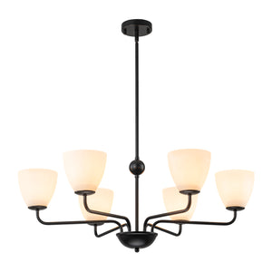 Vintage 6-Light Frosted Glass Shade Round Candle Style Chandelier