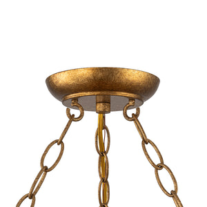 Vintage Distressed Gold Leaf Basket Semi Flush Mount