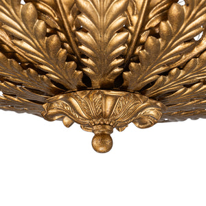 Vintage Distressed Gold Leaf Basket Semi Flush Mount