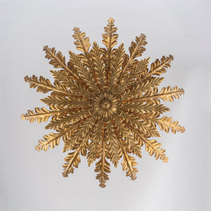 Vintage Distressed Gold Leaf Basket Semi Flush Mount