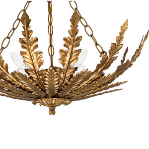 Vintage Distressed Gold Leaf Basket Semi Flush Mount
