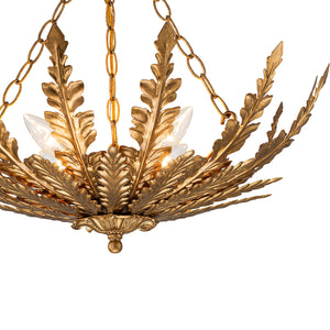 Vintage Distressed Gold Leaf Basket Semi Flush Mount