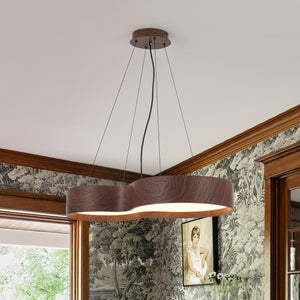 Violin Style 5CCT Dimmable LED Walnut Grain Pendant Light