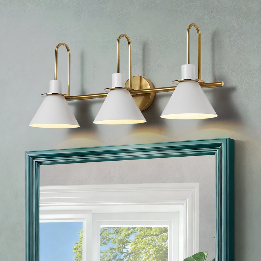 3-Light Metal Conical Shade Bathroom Vanity Wall Sconce