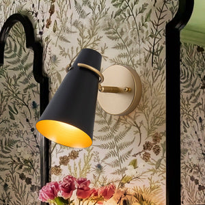 LightFixturesUSA - 1 - Light Adjustable Head Metal Cone Vanity Wall Sconce - Ceiling Light - Black - 