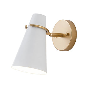 LightFixturesUSA - 1 - Light Adjustable Head Metal Cone Vanity Wall Sconce - Ceiling Light - White - 