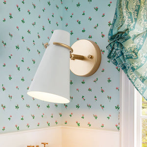 LightFixturesUSA - 1 - Light Adjustable Head Metal Cone Vanity Wall Sconce - Ceiling Light - White - 