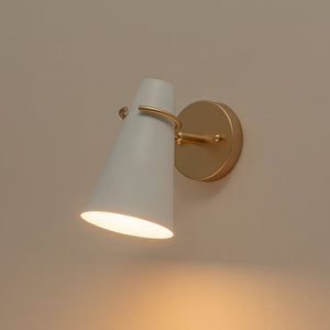 LightFixturesUSA - 1 - Light Adjustable Head Metal Cone Vanity Wall Sconce - Ceiling Light - White - 