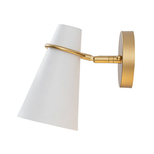 LightFixturesUSA - 1 - Light Adjustable Head Metal Cone Vanity Wall Sconce - Ceiling Light - White - 