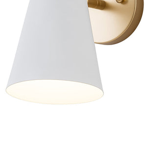LightFixturesUSA - 1 - Light Adjustable Head Metal Cone Vanity Wall Sconce - Ceiling Light - White - 