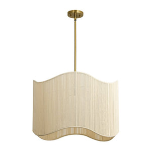 LightFixturesUSA - 1 - Light Beige Woven Thread Wavy Drum Cage Chandelier - Chandelier - Beige - 