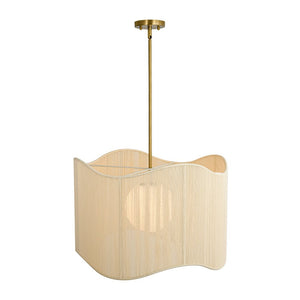 LightFixturesUSA - 1 - Light Beige Woven Thread Wavy Drum Cage Chandelier - Chandelier - Beige - 