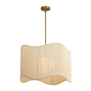 LightFixturesUSA - 1 - Light Beige Woven Thread Wavy Drum Cage Chandelier - Chandelier - Beige - 