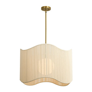 LightFixturesUSA - 1 - Light Beige Woven Thread Wavy Drum Cage Chandelier - Chandelier - Beige - 