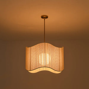 LightFixturesUSA - 1 - Light Beige Woven Thread Wavy Drum Cage Chandelier - Chandelier - Beige - 