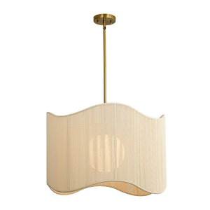 LightFixturesUSA - 1 - Light Beige Woven Thread Wavy Drum Cage Chandelier - Chandelier - Beige - 