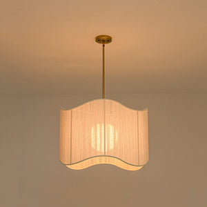 LightFixturesUSA - 1 - Light Beige Woven Thread Wavy Drum Cage Chandelier - Chandelier - Beige - 
