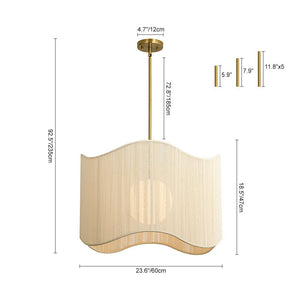 LightFixturesUSA - 1 - Light Beige Woven Thread Wavy Drum Cage Chandelier - Chandelier - Beige - 