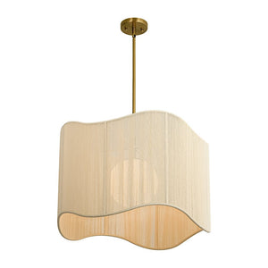 LightFixturesUSA - 1 - Light Beige Woven Thread Wavy Drum Cage Chandelier - Chandelier - Beige - 