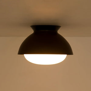 LightFixturesUSA - 1 - Light Black Dome Frosted Glass Shade Semi Flush Mount - Ceiling Light - Black - 