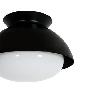 LightFixturesUSA - 1 - Light Black Dome Frosted Glass Shade Semi Flush Mount - Ceiling Light - Black - 