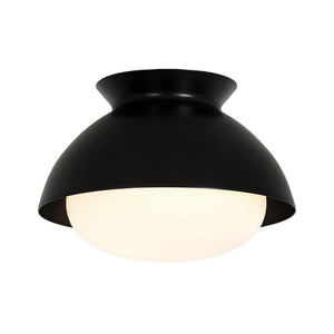 LightFixturesUSA - 1 - Light Black Dome Frosted Glass Shade Semi Flush Mount - Ceiling Light - Black - 