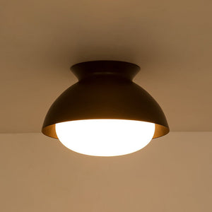 LightFixturesUSA - 1 - Light Black Dome Frosted Glass Shade Semi Flush Mount - Ceiling Light - Black - 