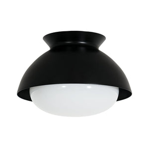 LightFixturesUSA - 1 - Light Black Dome Frosted Glass Shade Semi Flush Mount - Ceiling Light - Black - 