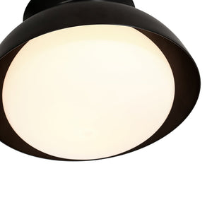 LightFixturesUSA - 1 - Light Black Dome Frosted Glass Shade Semi Flush Mount - Ceiling Light - Black - 