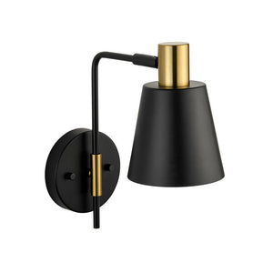 LightFixturesUSA - 1 - Light Black Gold 90 - Degree Adjustable Cone Wall Lamp - Wall Sconce - 1 Pack - 