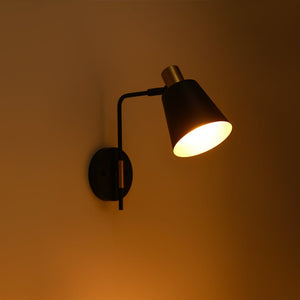 LightFixturesUSA - 1 - Light Black Gold 90 - Degree Adjustable Cone Wall Lamp - Wall Sconce - 1 Pack - 
