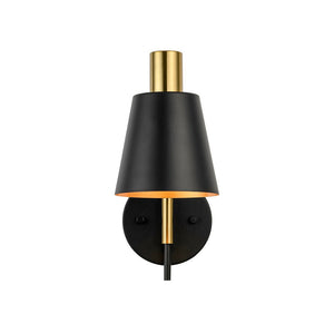 LightFixturesUSA - 1 - Light Black Gold 90 - Degree Adjustable Cone Wall Lamp - Wall Sconce - 1 Pack - 