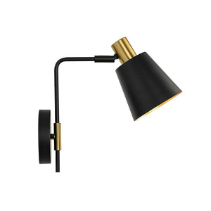 LightFixturesUSA - 1 - Light Black Gold 90 - Degree Adjustable Cone Wall Lamp - Wall Sconce - 1 Pack - 