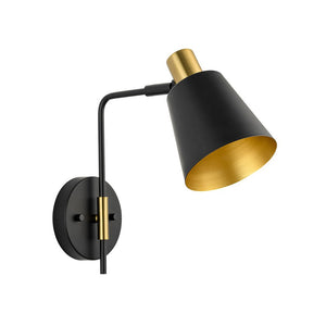 LightFixturesUSA - 1 - Light Black Gold 90 - Degree Adjustable Cone Wall Lamp - Wall Sconce - 1 Pack - 