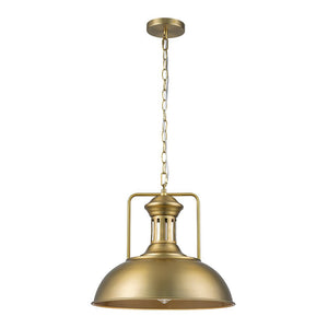 LightFixturesUSA - 1 - Light Brushed Brass Iron Dome Kitchen Pendant - Pendant Light - Brass - 2 Packs - 